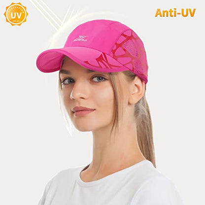 Running Hat Mesh Quick Dry Hat Baseball Cap for Women Men - color: Rose Red