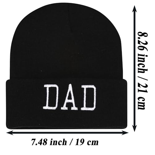 Letter Embroidered Beanie Hat Thanksgiving Gift Cuffed Skull Cap Knit Winter Warm Watch Hats for Women, Men - color: Dad Embroidered Black Hat