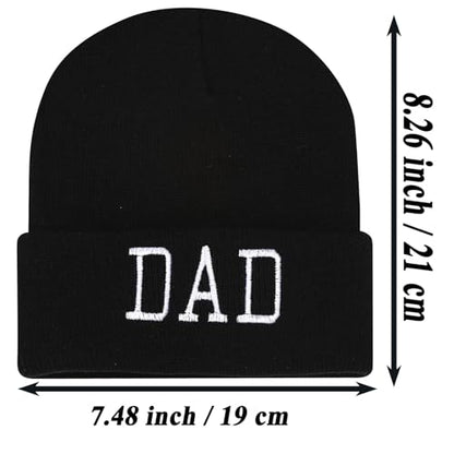 Letter Embroidered Beanie Hat Thanksgiving Gift Cuffed Skull Cap Knit Winter Warm Watch Hats for Women, Men - color: Dad Embroidered Black Hat
