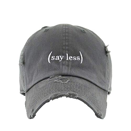 Say Less Do More Vintage Baseball Cap Embroidered Cotton Adjustable Distressed Dad Hat - color: Dark Grey