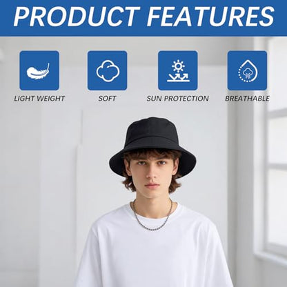 Bucket Hats Bulk Solid Color DIY Blank Hat Bucket Hats for Men, Women and Adults - color: 25 Pcs Black