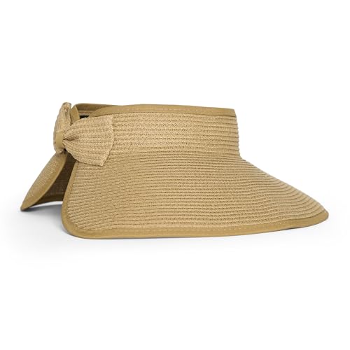 Hadley Wren Womens Packable Sun Visor, Wide Brim, Roll Up Vacation Hat, Wide Brim - color: Natural