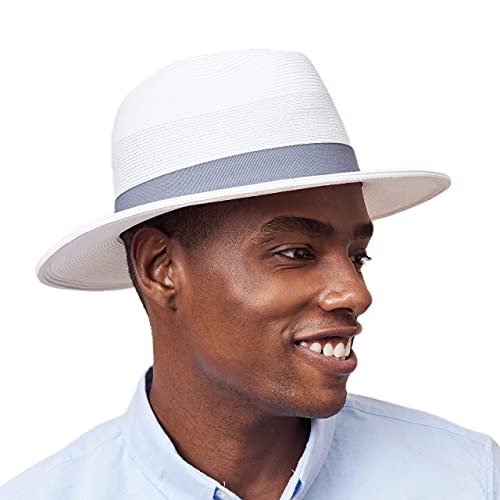 Pineapple&Star Sun Straw Fedora Beach Hat Fine Braid UPF50+ for Unisex - color: Cannes, size: Large