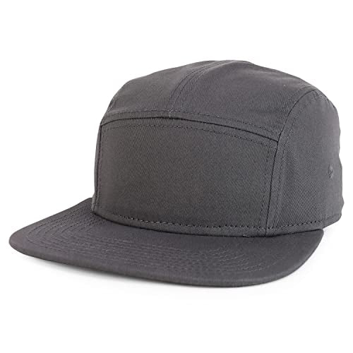 Armycrew 5 Panel Structured Firm Front Camper Snapback Cap - color: Charcoal