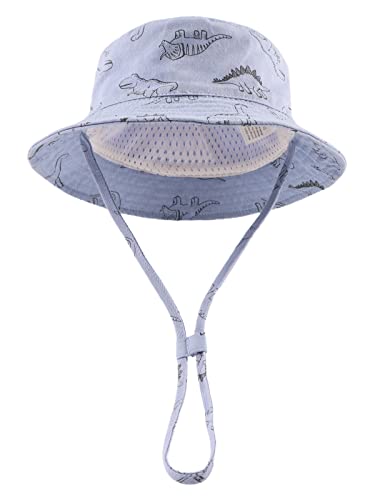 JANGANNSA Dinosaur Baby Boys Sun Hat Cotton Toddler Girls Bucket Hats Summer Sun Protect Cap for Kids - color: Blue Dinosaur, size: 4-8 Years