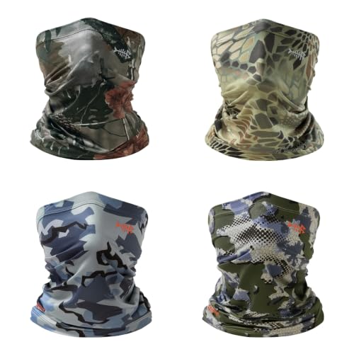 BASSDASH 4 Pack UPF 50+ UV Protection Neck Gaiter Sun Protector for Fishing Hunting Kayaking Hiking Cycling Outdoor - color: Collection H