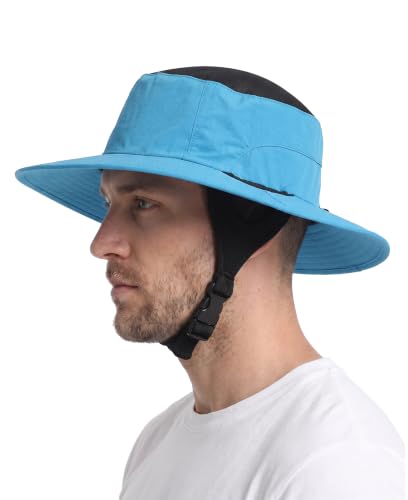 Home Prefer Surf Bucket Hat with Chin Straps Snorkel Hole for Men Women - color: Sky Blue