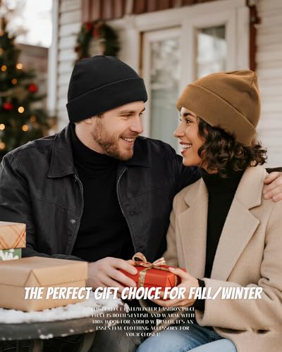100% Cotton Beanie for Women Men Soft Knit Beanies Warm Winter Hat - color: Brown