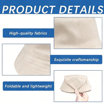 Bucket Hats Bulk Solid Color DIY Blank Hat Bucket Hats for Men, Women and Adults - color: 8pcs Beige Bucket Hat