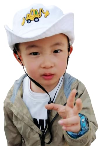 Excavator Toddler Baby Bucket Hats for Kids UV Protection Beach Hat Kids Camping Fishing Hat for Boy 2-8 Years - color: White