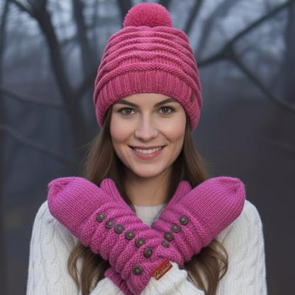 Agan Traders Women's 2026 Winter Mitten Hat Warm Fleece Lined Oversized Thick Chunky Slouchy From Nepal - color: Pink Multi