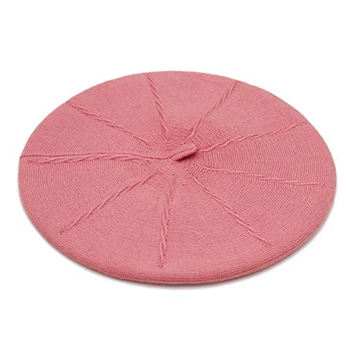 Wheebo Reversible Solid Color French Beret Hat for Women and Girls - color: Pink1