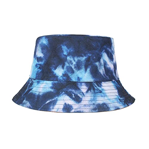 TOPTIE Reversible Tie Dye Bucket Hat, Cotton Sun Hat for Adults - color: Dye Blue/Orange