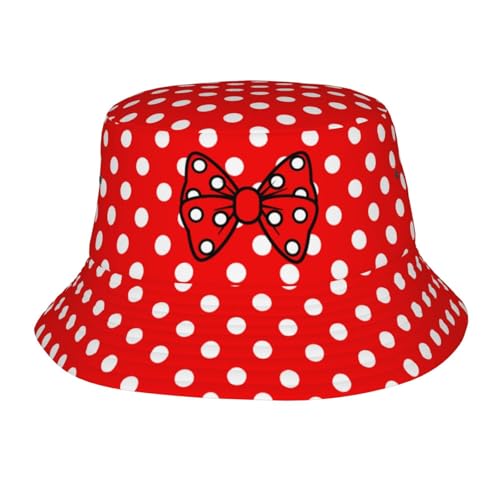 Trendy Bucket Hat - Comfortable Packable Sun Beach Hat for Women Men, Perfect for Outdoor Activities Travel Hiking - color: Red Polka Dot 1