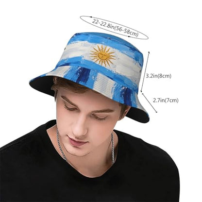 Bucket Hat for Men Women Packable Sun Hats Fisherman Outdoor Summer Travel Hiking Beach Caps - color: Argentine