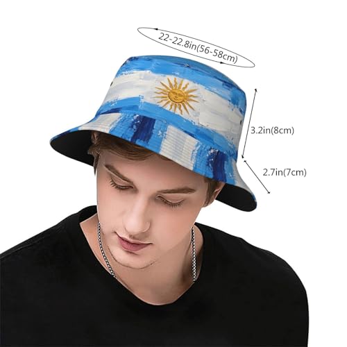 Bucket Hat for Men Women Packable Sun Hats Fisherman Outdoor Summer Travel Hiking Beach Caps - color: Argentine