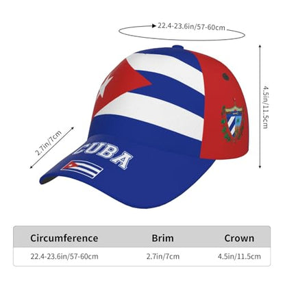 National Flags Baseball Cap for Men Women, Adjustable Trucker Hat Sun Visor Caps, Outdoor Dad Cap Patriotic Hat - color: Cuba Flag