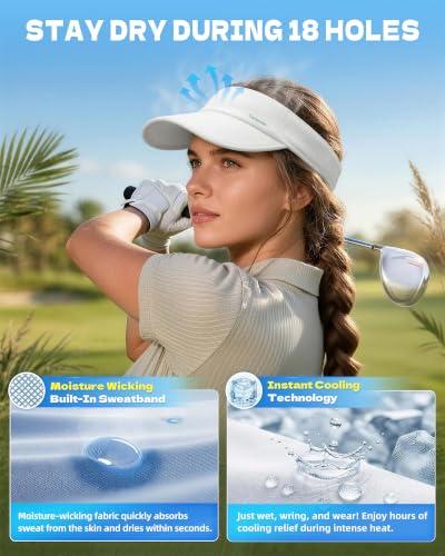 Sun Visor Hats for Women Men - Wide Brim Quick Dry Adjustable Hat - color: White01
