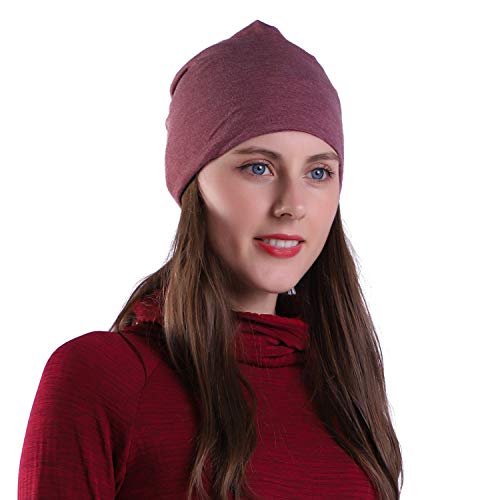 EMPIRELION Mens Running Beanie Hat, 9" Lightweight Helmet Liner Skull Cap - color: Ruby Wine Mel.