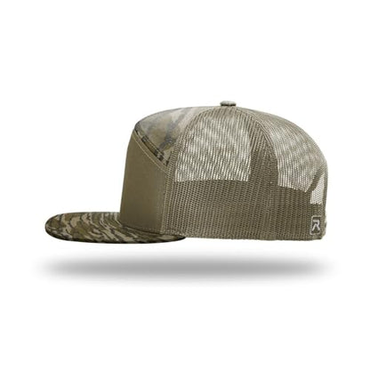 Richardson 168 Hi-Pro 7 Panel Adjustable Snapback Trucker Mesh Back Cap - color: Mo Bottomland/Loden