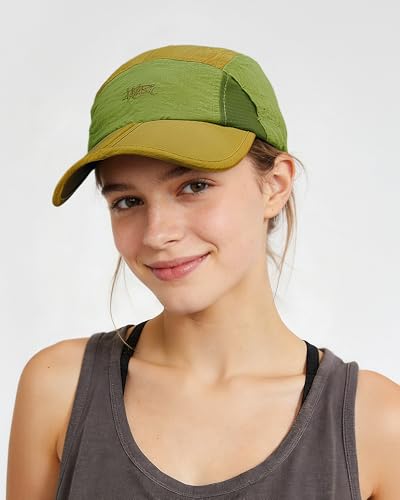Croogo Foldable Quick Dry 5 Panel Hat Breathable Running Baseball Cap - color: Yellow