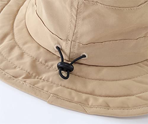 Connectyle Kids Sun Hat for Boys Girls Wide Brim Bucket Hat UPF 50+ Sun Protection Hat Breathable Summer Beach Hat - color: Dark Khaki