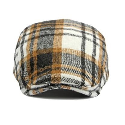 Idopy Men`s Classic Adjustable Ivy Irish Newsboy Golf Cap Hat - color: Plaid Black