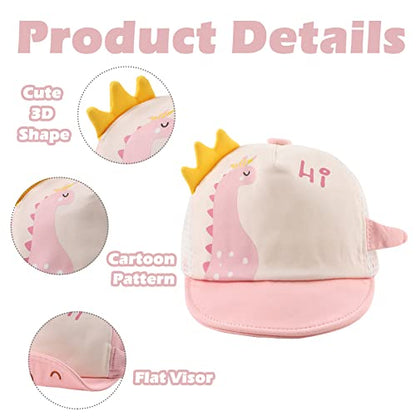 JANGANNSA Baby Duck Cap Infant Kids Sun Hat Bear Cute Cartoon Caps Spring Summer - color: Pink Dinosaur Mesh, size: 3-18 Months