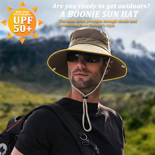 Sun Hats for Men Women, Fishing Hat UV Protection Wide Brim Bucket Hats Foldable Boonie Hat for Hiking Camping Safari - color: Light Gray