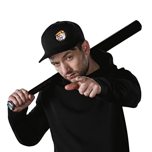 Horror Grim Reaper Scythe Hats Flat Bill Snap Back Hats for Men Flat Brim Black Baseball Cap Devil Skull Finger Snapback - color: Bulldogs Bone