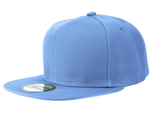 Gelante Plain Blank Flat Brim Adjustable Snapback Baseball Caps LOT 6 Pack - color: Sky Blue