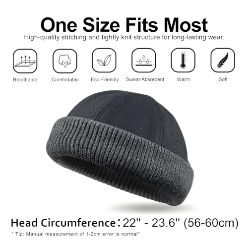 Docker Beanie for Men & Women, Soft Wool Blend Knit Watch Cap, Warm Cuffed Fisherman Hat for Casual Wear - color: Black