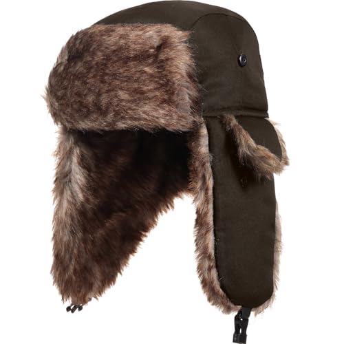 SATINIOR 1 Pcs Unisex Trapper Hat with Chin Strap Earflaps Hat - color: Brown