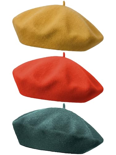 3/6 Pcs Beret Hats for Women - color: Lake Color, size: Medium