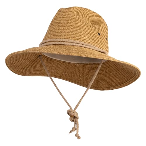 Jeanne Simmons Men's UPF 50+ Chin Cord Safari Hat - color: Tan, size: Large