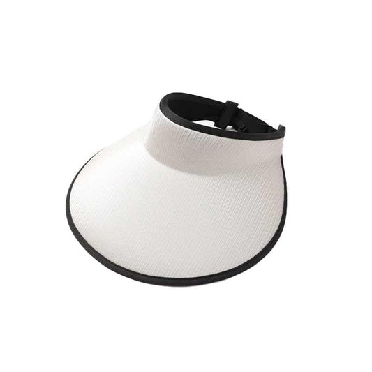 Anti-UV Sun Protection All-in-one Open-top Sun hat with Wide Brim to Cover face and Show face for Women - color: Champagne