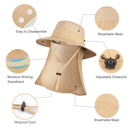 Sun Hats for Men Women UPF 50+ Waterproof Bucket Hat - color: Light Grey