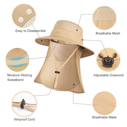 Sun Hats for Men Women UPF 50+ Waterproof Bucket Hat - color: Light Grey