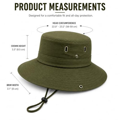 AVYZA CO. Wide Brim Sun Hat for Men & Women UPF 50+ Lightweight Waterproof Hat for Fishing & Hiking - color: Army Green
