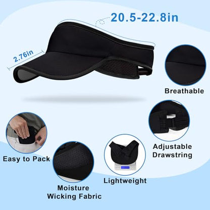 Sports Sun Visor Hat for Women Men, Lightweight Quick-Dry Sun Hat - color: Black/2.0