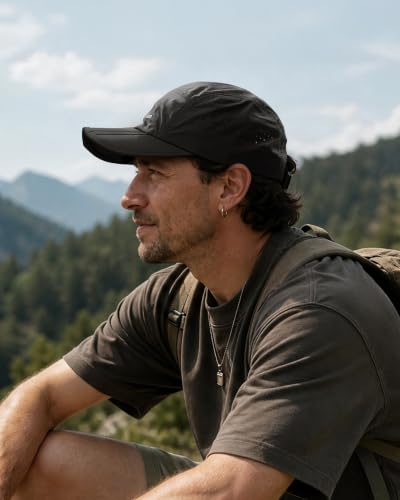 Clakllie Quick Dry 5 Panel Cap for Men Summer Folding Outdoor Hat Breathable Baseball Cap Unstructured Running Hiking Hats - color: Bs26zd01-black