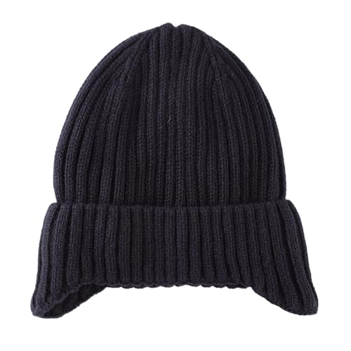 Home Prefer Baby Winter Hats for Boys Girls Kids Toddler Beanie with Earflaps Fleece Lined Knitted Beanie for Cold Weather - color: Navy Blue, size: 1-3T