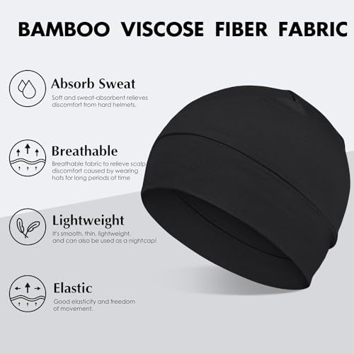 FocusCare 2Pcs/4Pcs 100% Viscose Beanies for Men Women Helmet Liner Lightweight Sleeping Cap for Chemo Hair Loss - color: Navy Blue & Denim Blue