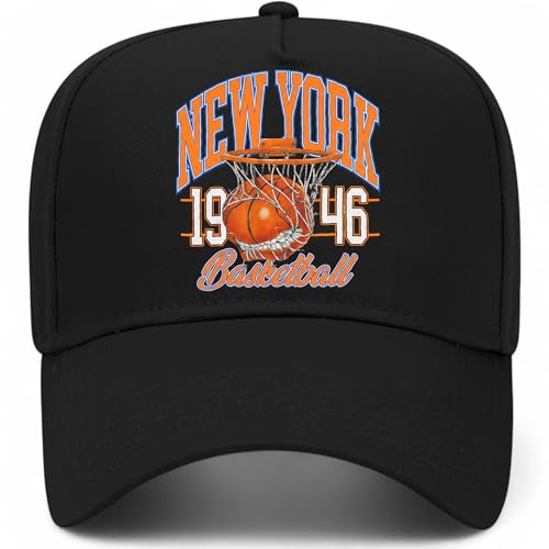 New York Hoops Bite Hat | Premium Adjustable Snapback Baseball Trucker Hats for Men & Women - color: Black