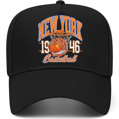 New York Hoops Bite Hat | Premium Adjustable Snapback Baseball Trucker Hats for Men & Women - color: Black