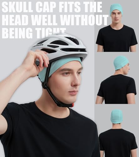 Skull Cap Helmet Liner for Men Women Cooling Hat Running Beanie - color: Set E-dark Gray,light Gray,mint Green