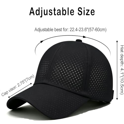 Quick Dry Baseball Cap with Adjustable Strap - color: Black