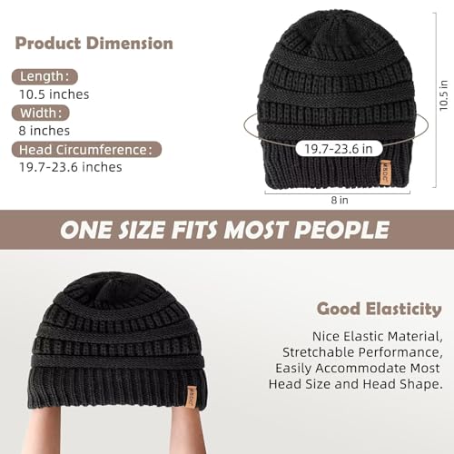 3 Pack Satin Lined Beanie for Women, Warm Slouchy Winter Hats with Silk Lined, Fashionable Oversized Cable Knit Hat Skull Cap - color: Black, Oatmeal, Burgundy