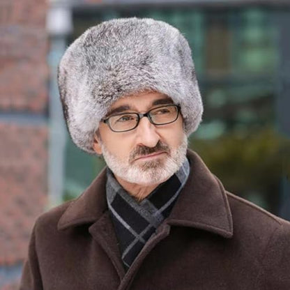 Men Winter Trapper Hat Faux Fur Russian Trooper Hat Furry Ushanka Hat Warm Dad Hat Outdoor Windproof Hunting Ski Cap - color: Gray