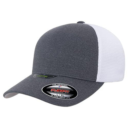 Flexfit Melange Unipanel Trucker Cap - color: Melange Dark Grey/White, size: Small-Medium